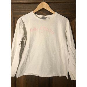 VINTAGE Nike Shirt Women Medium White Pink Swoosh Long Sleeve Ladies 90s*